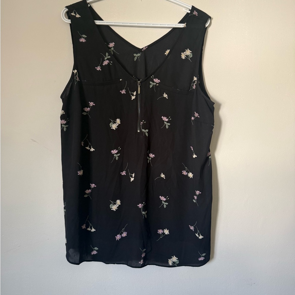 Floral Black Sleeveless Top